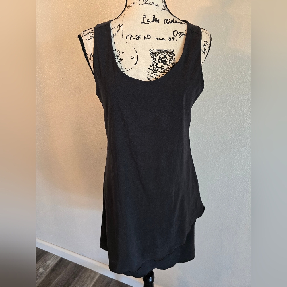 Toad & Co Mallorca Dress Black Breezy Hidden Pocket Lettuce Hem Tank Dress Small - Picture 6 of 10